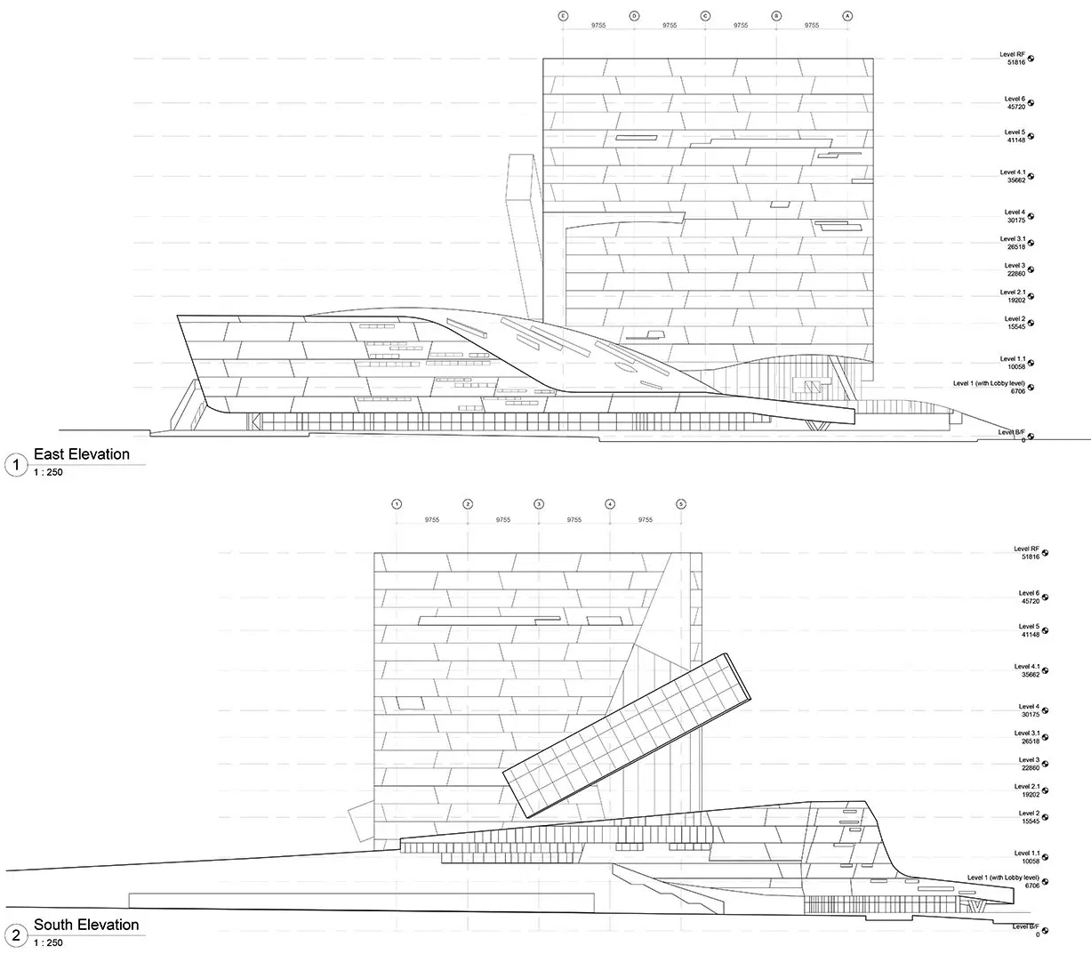 Perot Museum of Nature and Science by Morphosis Architects architectural elevation drawing