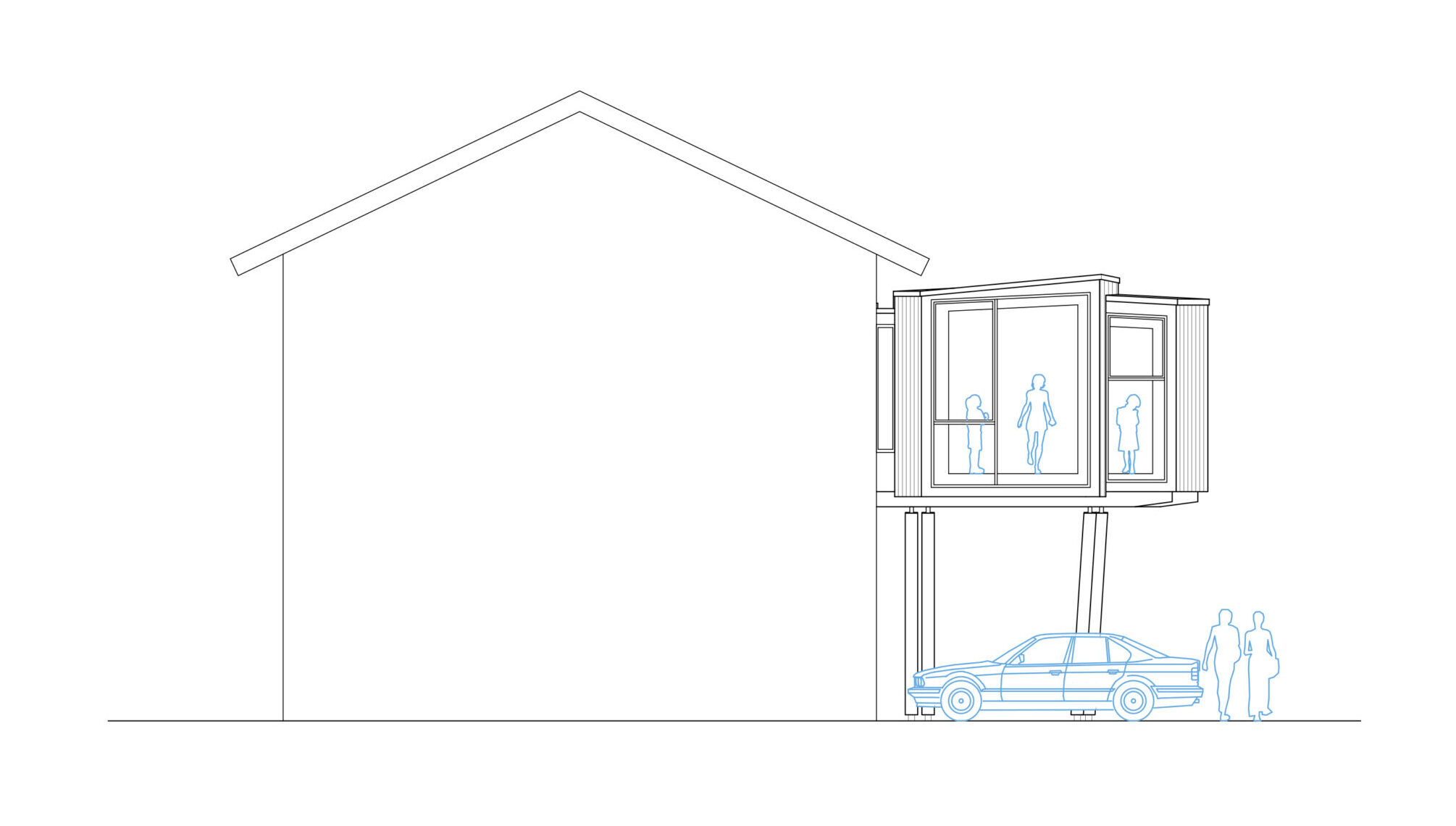 Ampliación de madera a casa existente.