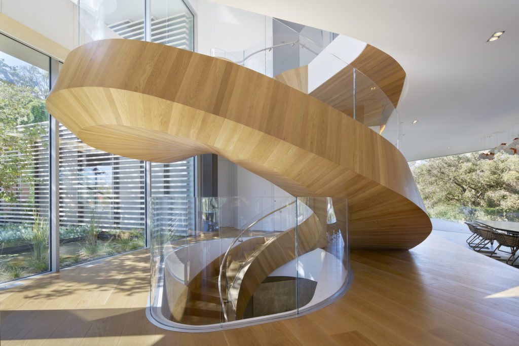 Stairs and railings, Tree Top Residence by Belzberg Architects