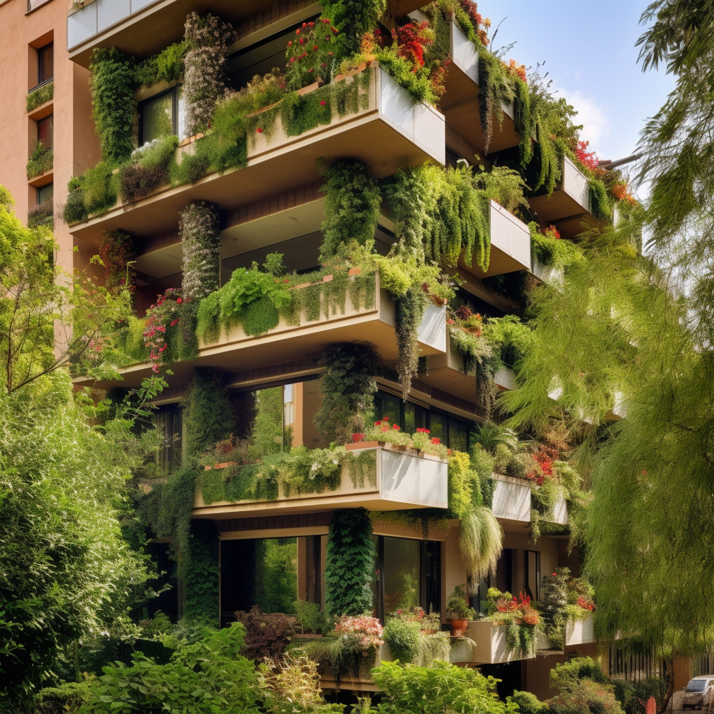 Midjourney Architecture Vertical Garden Apartments