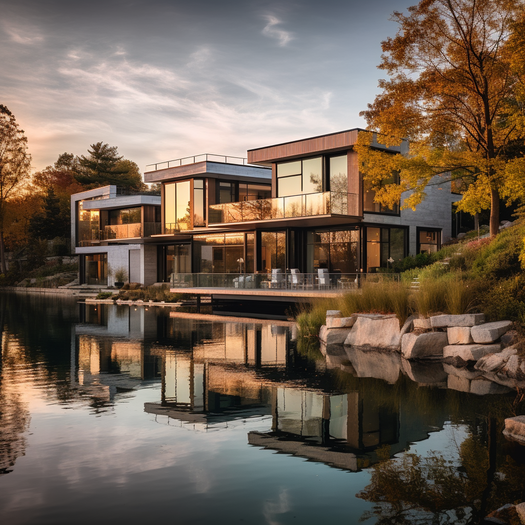 Midjourney Architecture Contemporary Lakeside Home