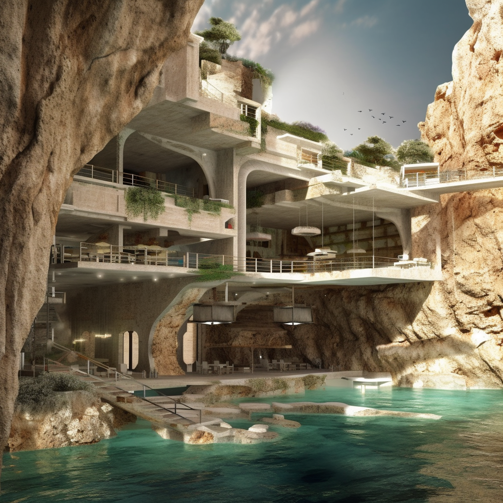 Midjourney Architecture Contemporary Cave Dwelling