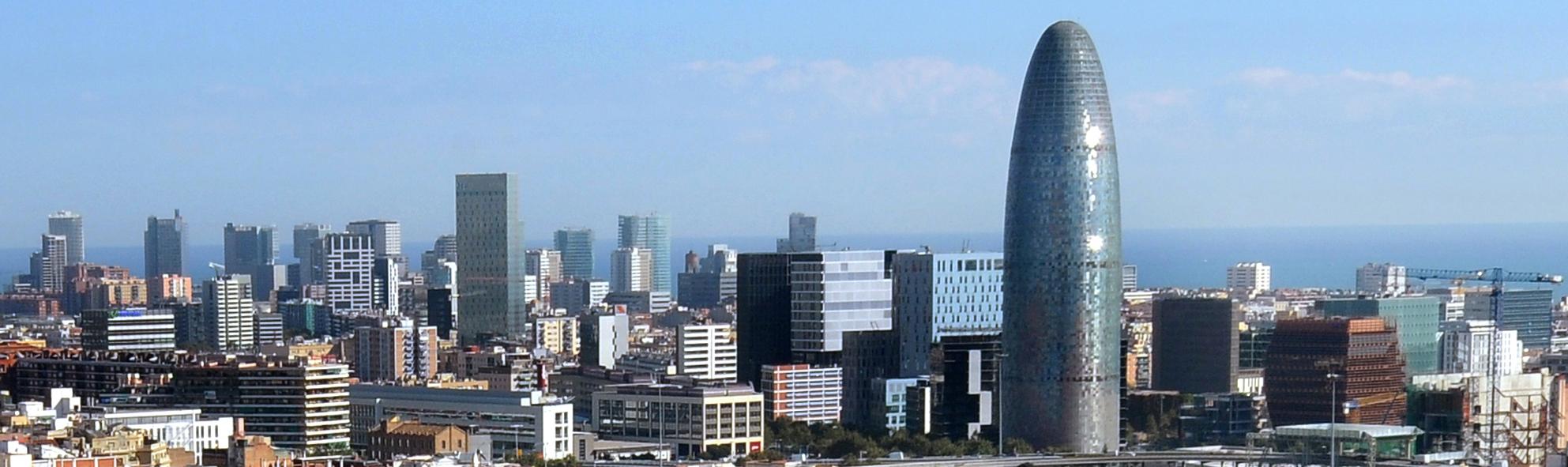 22@ skyline dominated by Torre Agbar by French architect, Jean Nouvel