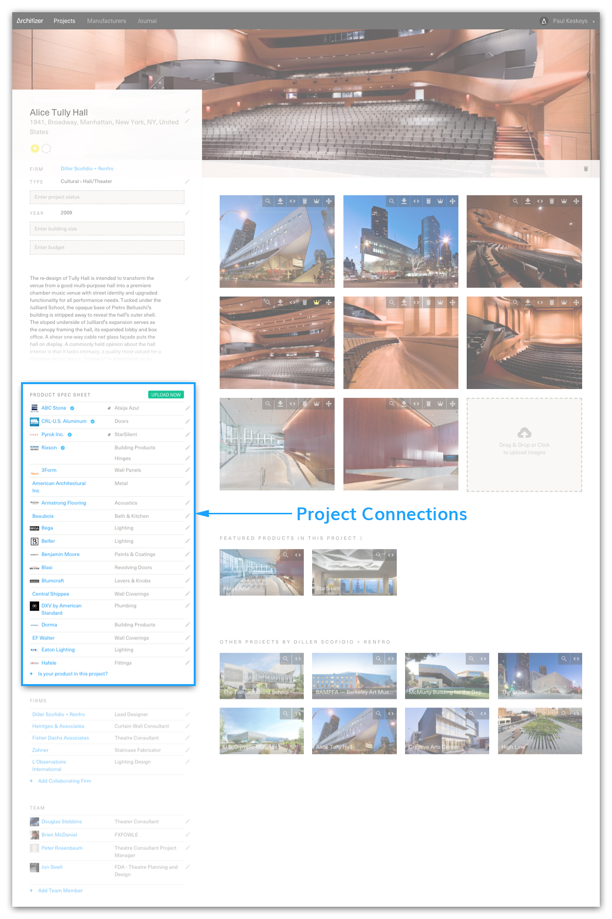 project connections spec sheets architizer