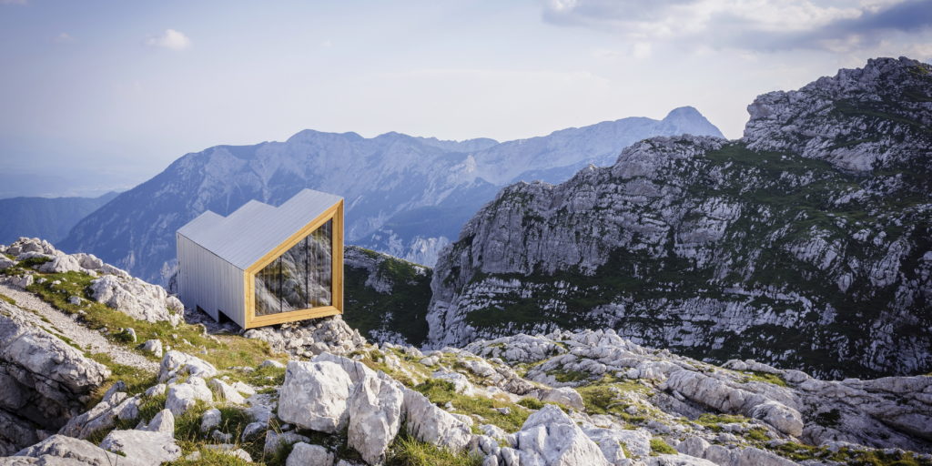 Alpine hut in Slovenian Alps