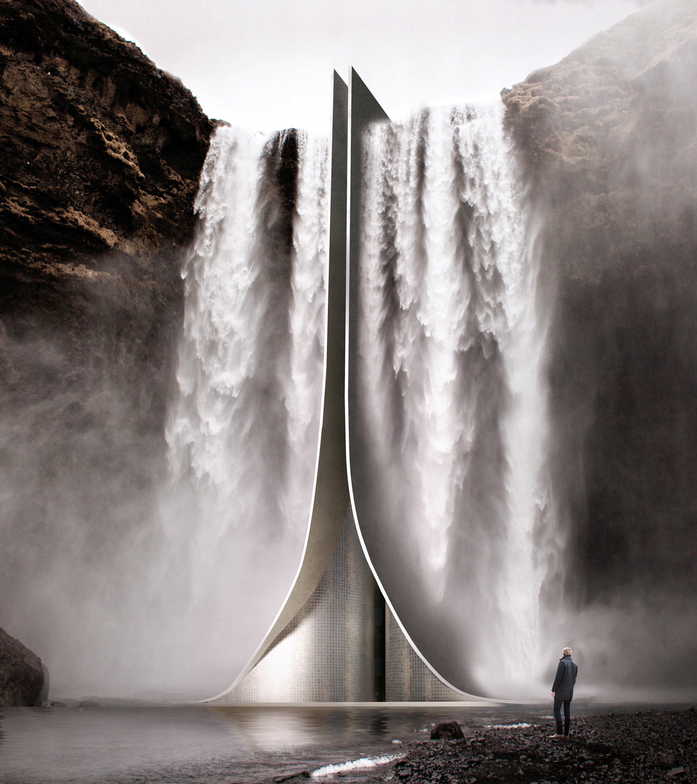 organic architecture Waterfall Temple by by Antireality, Concept