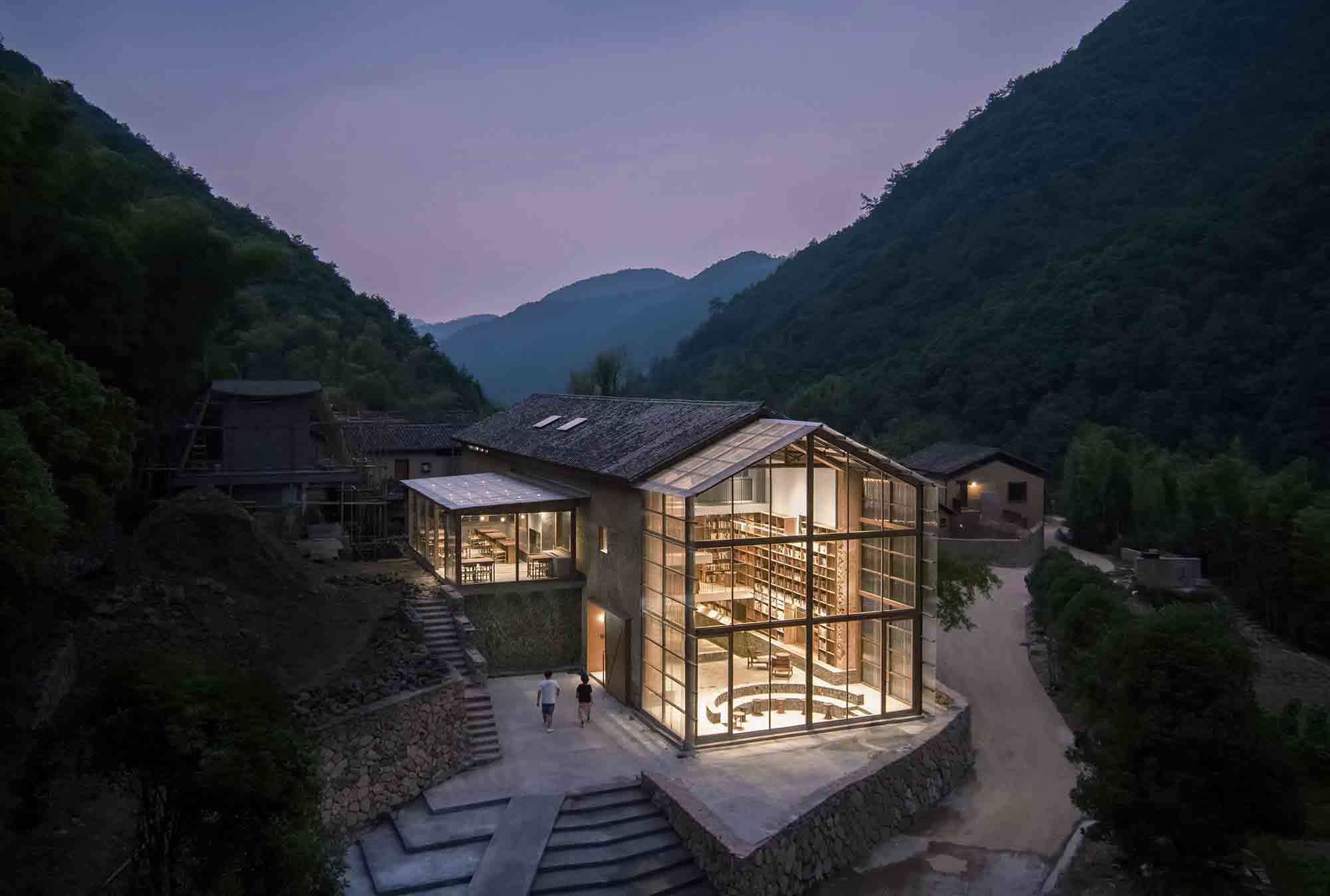 Capsule hotel in a rural library by Atelier tao+c