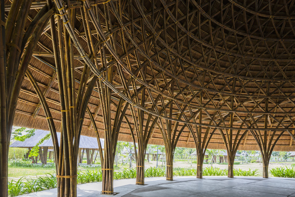 Woven bamboo supports of Diamond Island Community Center