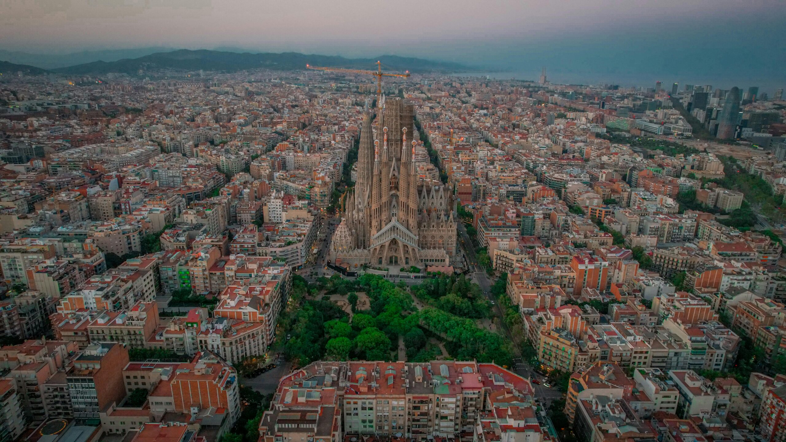 Aerial view of Sagrada Familia