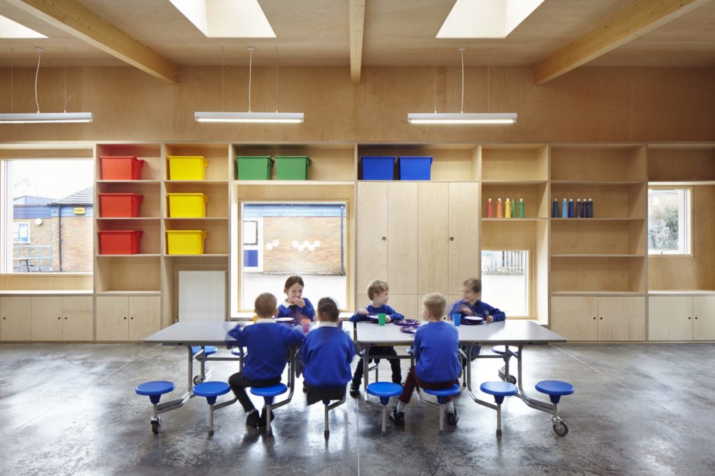 Plywood interior of Preston Kindergarten