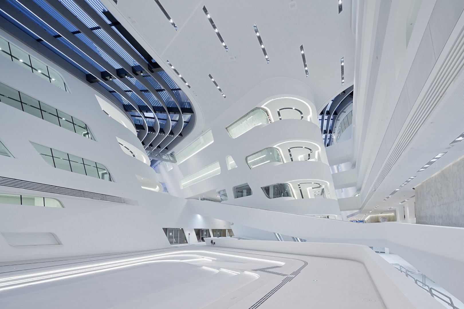 recessed lighting, Library and Learning Centre by Zaha Hadid Architects